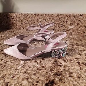 Betsey Johnson Velvet Jeweled Heel Slingbacks